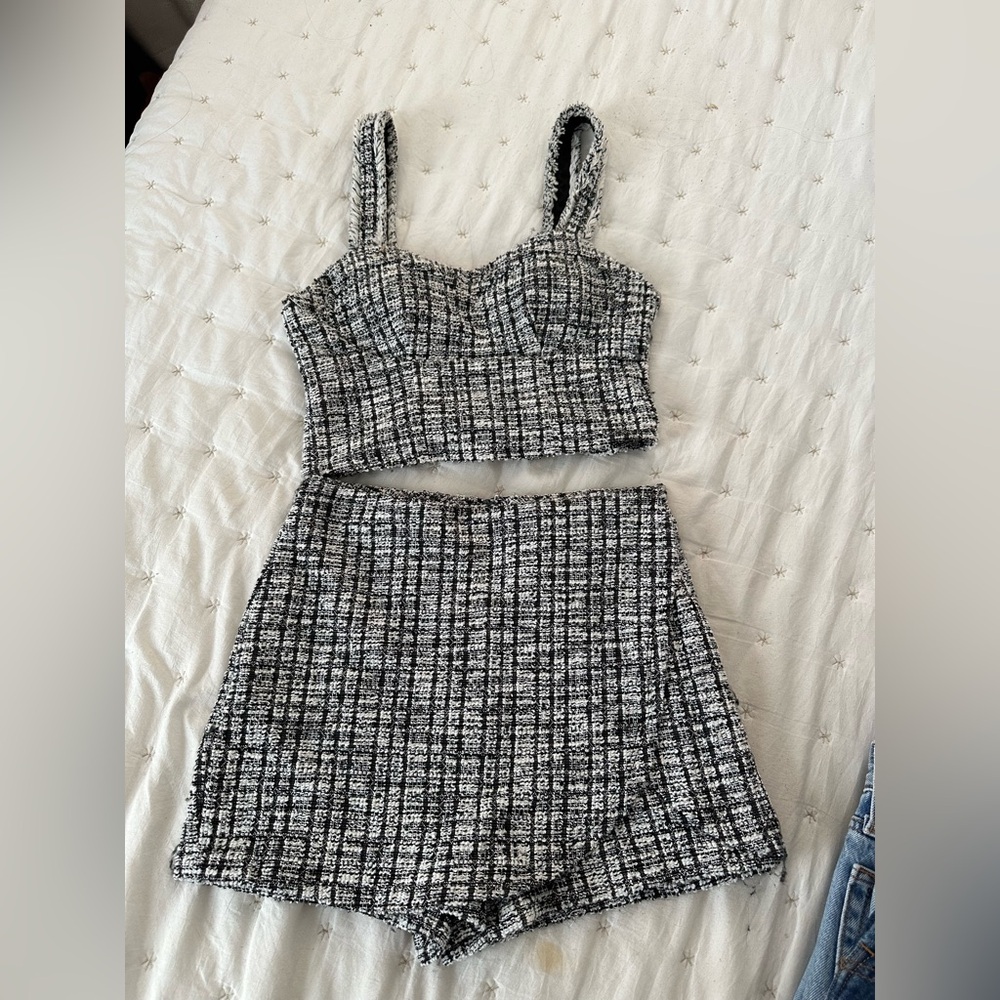 Madden NYC Black and White Tweed Skirt